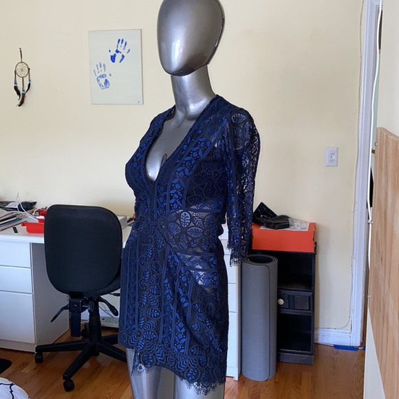 NWOT For Love & Lemons Layla Cocktail Dress Navy - Picture 8 of 11